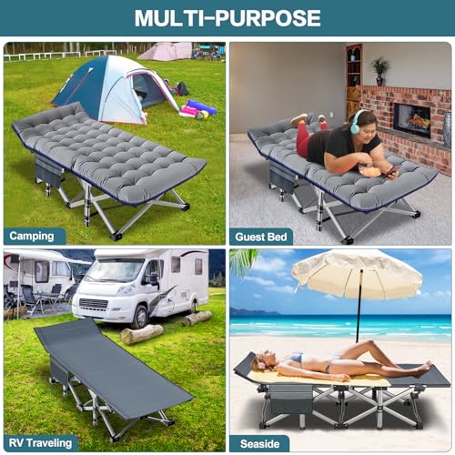 NAIZEA Folding Camping Cot for Adults, Adjustable Reclining Chair N72576