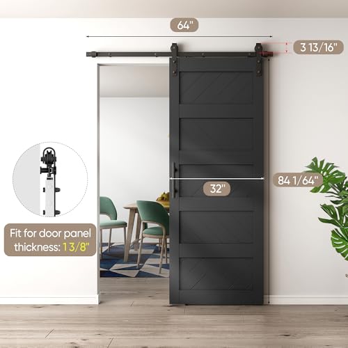 JUBEST 36" x 84" Sliding Barn Door Kit with Hardware, Black R91690