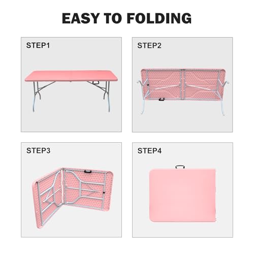 Portable Plastic Folding Table 4ft Heavy Duty Indoor Outdoor Y145657