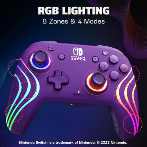 PDP Afterglow Wave Wireless RGB Gaming Controller for Nintendo Switch, Black I1528