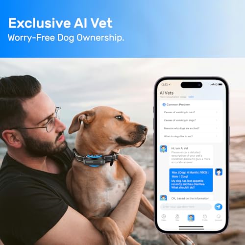 Dog GPS Tracker Waterproof Real-Time Location for Dogs 40 lbs+ (White) X621