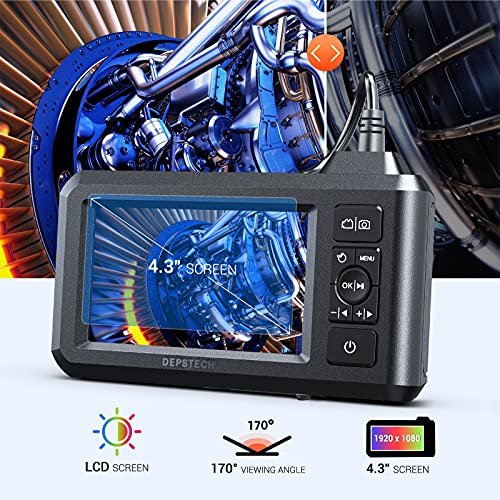 DEPSTECH Dual Lens Industrial Endoscope 1080P Inspection Camera with 4.3" LCD Screen D9013