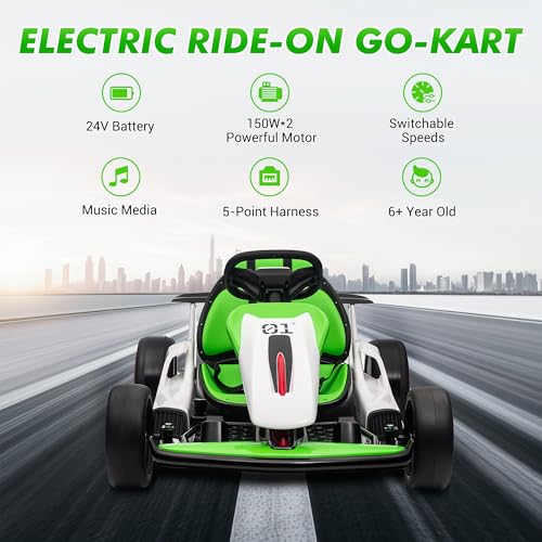 24V Electric Go Kart Drifting Ride On Car for Kids 6-12 Years Old T574114