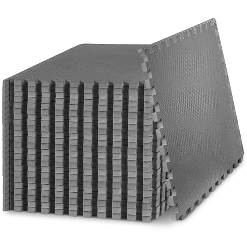 ProsourceFit Extra Thick Puzzle Exercise Mat, EVA Foam Interlocking Tiles, Black, 3/4 inch, 24 Tiles Y76691