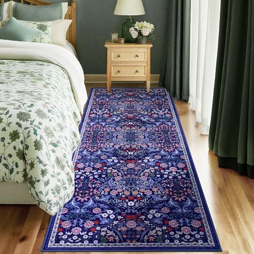 8x10 Floral Washable Area Rug for Living Room, Vintage Soft Non-Slip Carpet Z978379