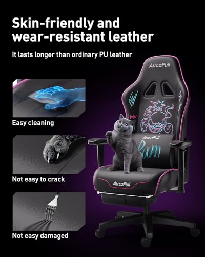 AutoFull C3 Gaming Chair, Ergonomic Racing Style with Lumbar Support, Black R670