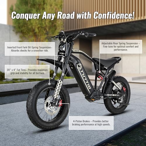 TUTTIO ICT Electric Bike for Adults, 4000W 60V 25AH, 20" Fat Tire Full Suspension K74003