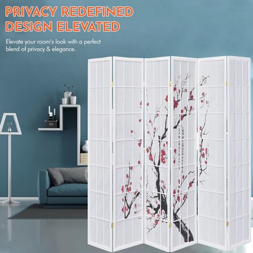 Legacy Decor 4-Panel Blossom Screen Portable Foldable Shoji Room Divider Black K541964