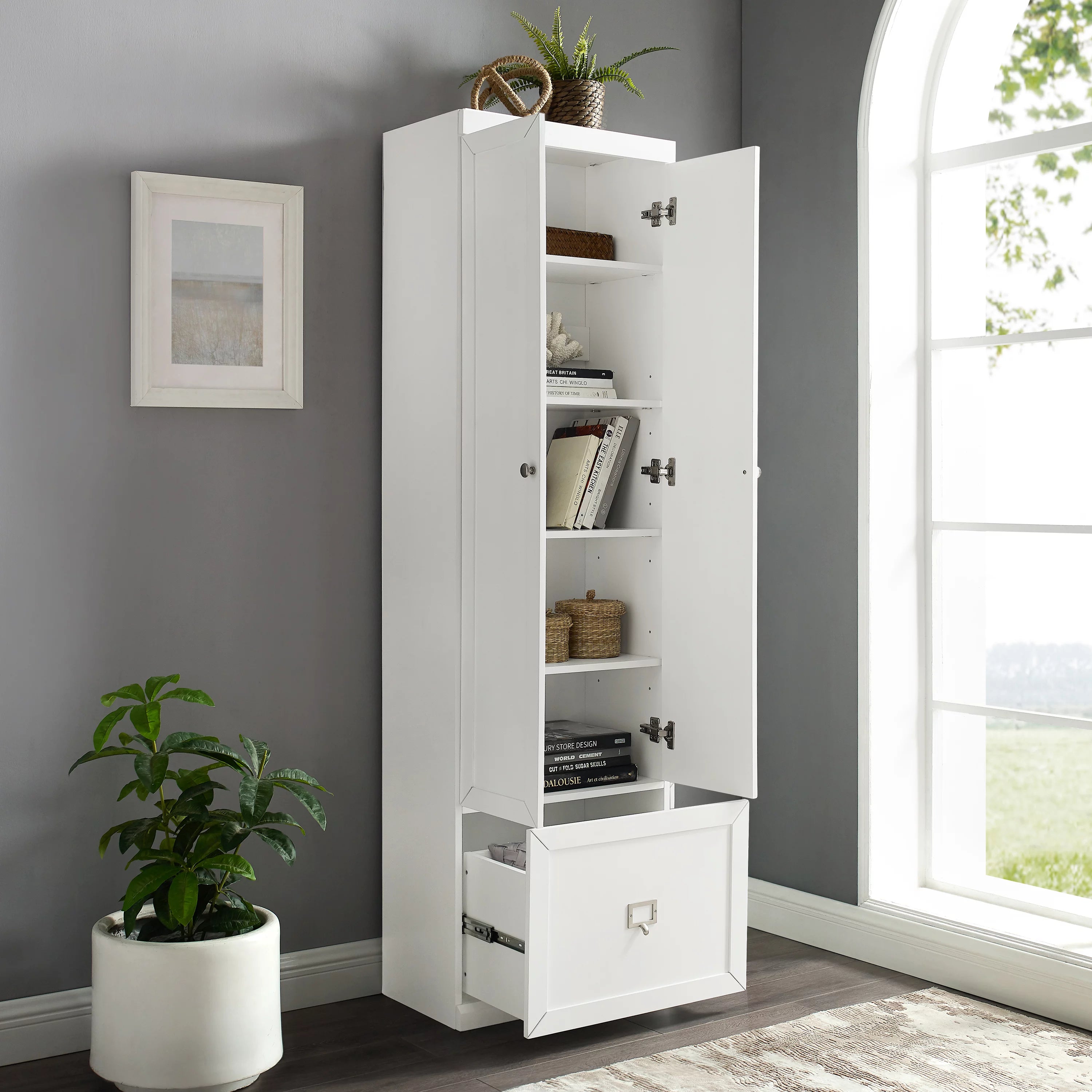 Crosley Furniture Harper Wood Convertible Pantry Closet White M28437
