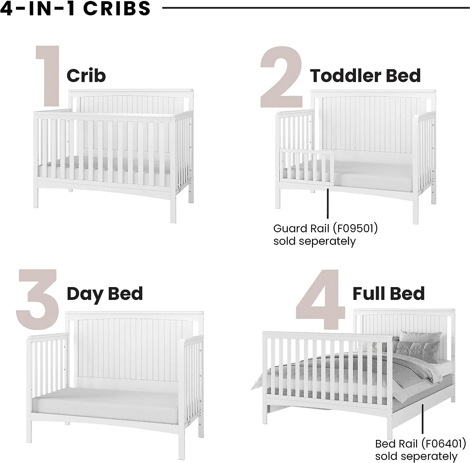 Child Craft Scout 4-in-1 Convertible Crib, Matte White E9812