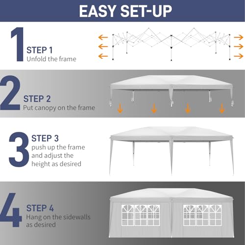 Outvita 10x20ft Pop Up Canopy Tent with 6 SideWalls, Black C203441