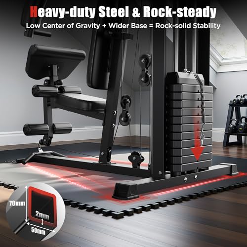 Sportsroyals Home Gym with 154LBS Weight Stack, Full Body Workout Station X27473