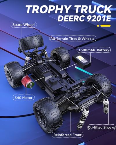 DEERC 9201E 1:10 Remote Control Truck 4x4 Off-Road with Lights W890240