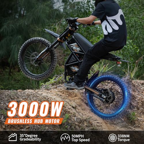 GT73PRO/GT73 Electric Dirt Bike for Adults, 3000W 60V 50MPH, Dual Battery 85 Miles Z405
