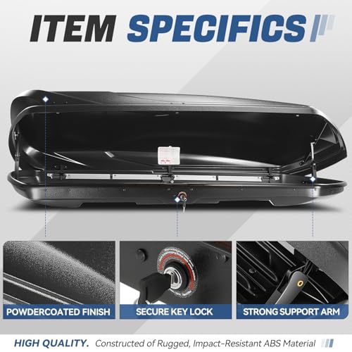 Auto Dynasty Hard Shell Roof Top Car Storage Cargo Carrier, Glossy Black L344