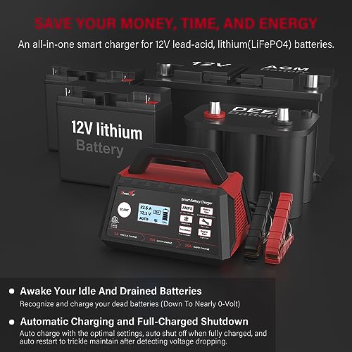 TowerTop 12V 15A Smart Car Battery Charger with Engine Start U614