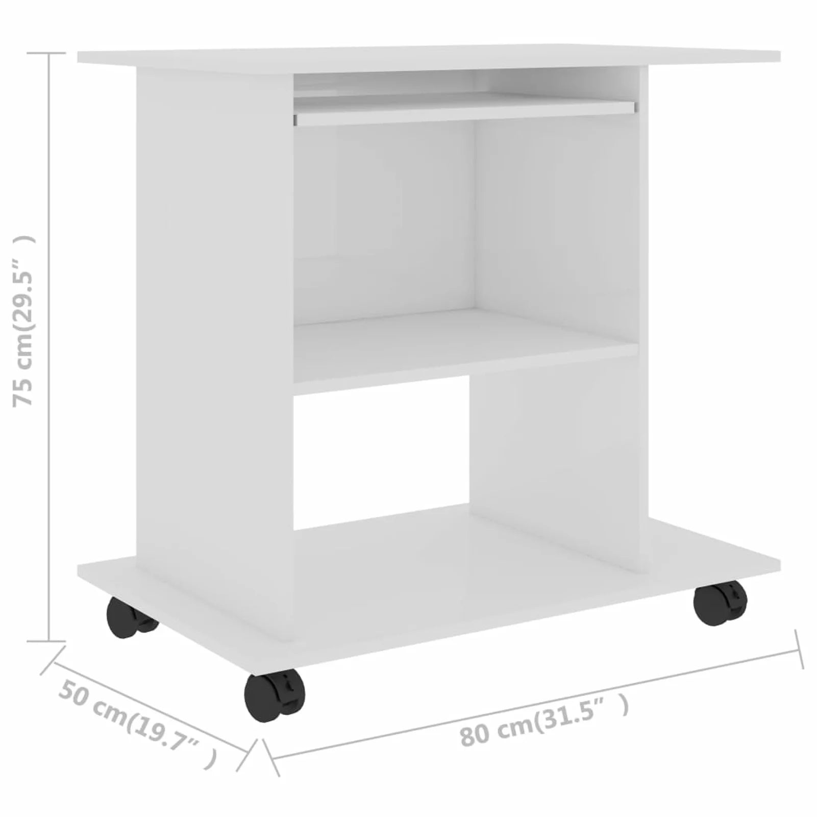Anself Computer Desk with Keyboard Tray and CPU Stand, White H487627
