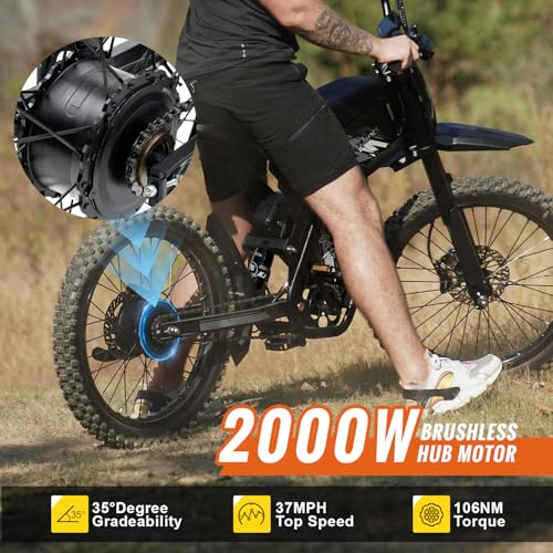 Riding'times GT73 Electric Dirt Bike for Adults, 2400W, 25" Tires, Full Suspension Y45719