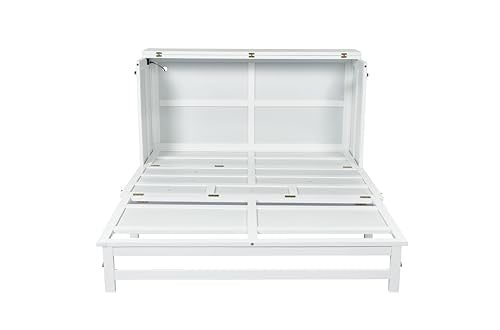 Queen Murphy Bed with Desk and Removable Shelves, USB Port, White H566492