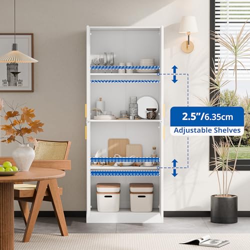 Cozy Castle 71" Tall Kitchen Pantry Cabinet with Doors and Shelves, Gray R70739