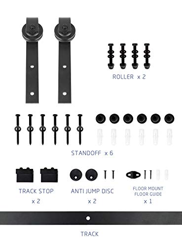 S&Z TOPHAND® 20 in x 84 in Elephant Gray British Brace Knotty Barn Door with 4FT Sliding Hardware Kit G149446