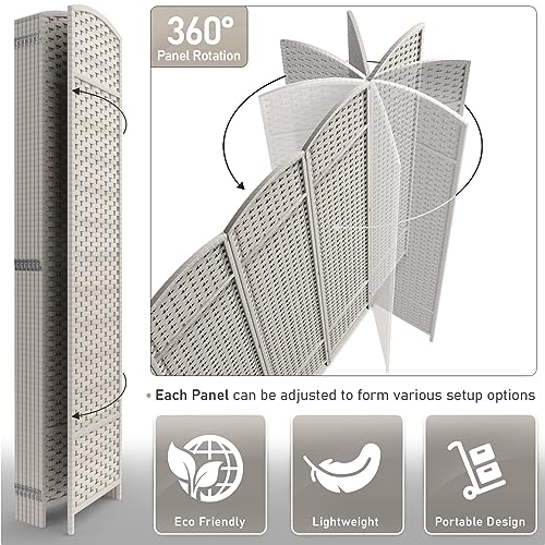 Sorbus 8-Panel Black Room Divider, 6 ft Tall Folding Privacy Screen T242