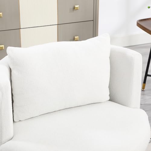 Modern Swivel Accent Chair with Storage Base and Ottoman, Cream J788903
