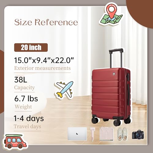 Hardside Carry-on Luggage 20 Inch with Spinner Wheels and TSA Lock J743