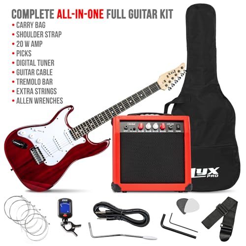 LyxPro Electric Guitar 39" Beginner Starter Kit with 20W Amp, Black B69338