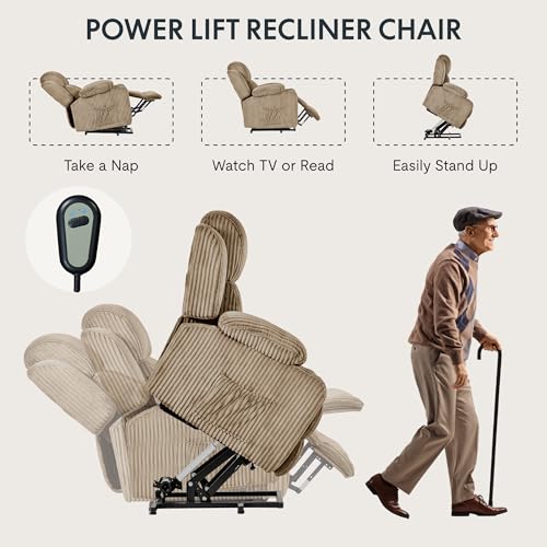 FLEXISPOT XL31 Power Lift Recliner Chair for Elderly, Electric Massage & Heat, PU Leather, Black C786106