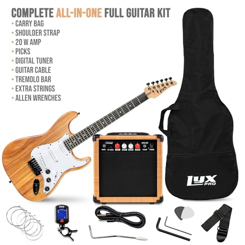 LyxPro Electric Guitar 39" Beginner Starter Kit with 20W Amp, Black B69338