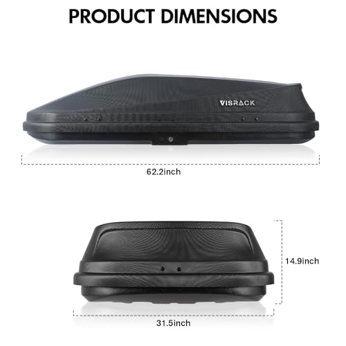 Heavy Duty Hard Shell Rooftop Cargo Box, Waterproof, 62"L x 31"W x 15"H, Diamond Black Y830591