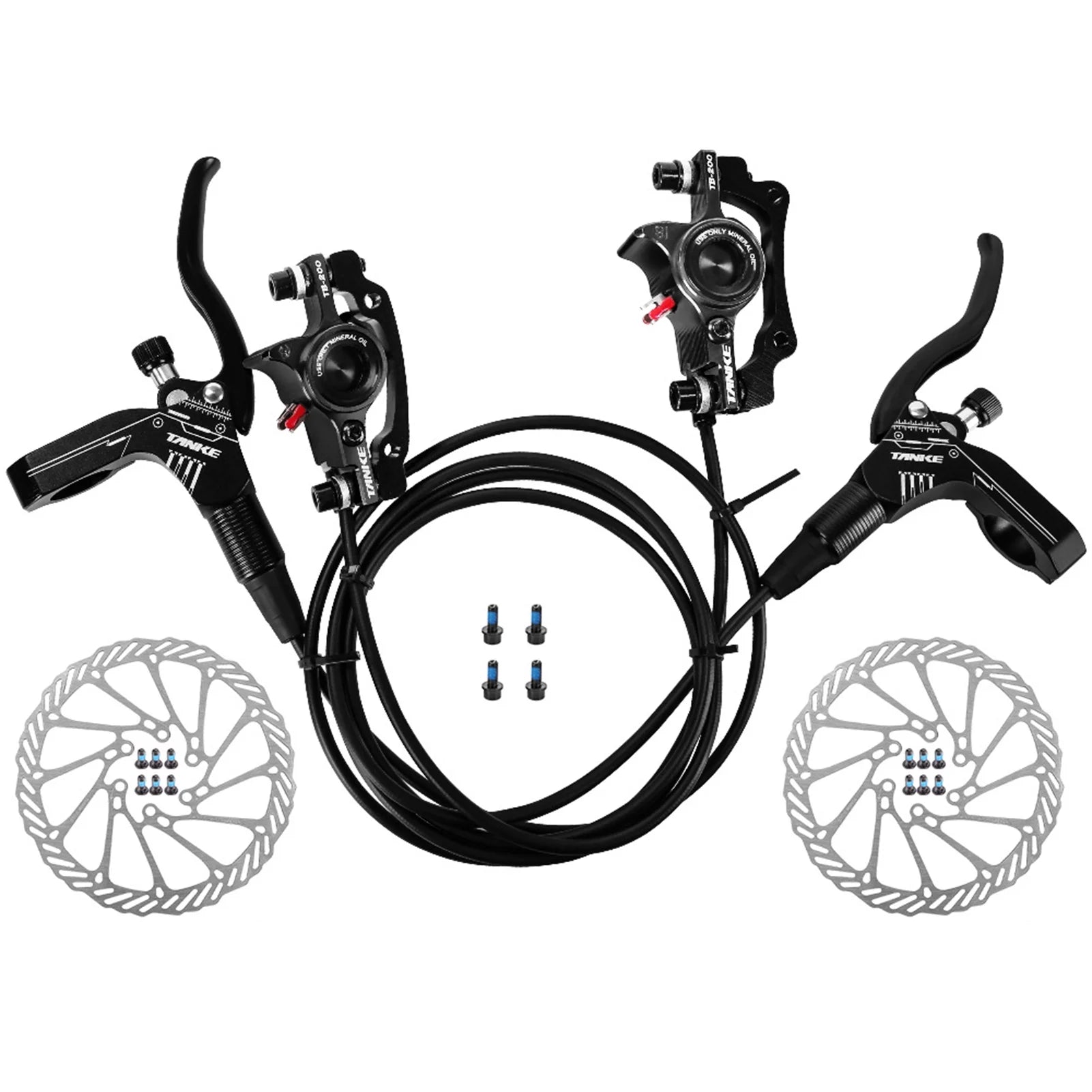 ametoys Hydraulic Disc Brakes Front Rear Calipers Set for MTB Mountain Bike Left Right Brake Lever Kit with 160mm Disc Rotor