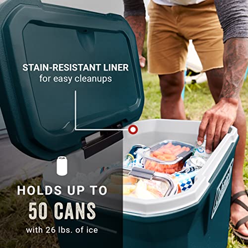 Coleman Classic Series Insulated Rolling Cooler, 65-Quart, Leak-Resistant F832