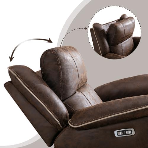 Phoenix Home Dual Motor Power Lift Chair with Massage and Heat, Brown I97460