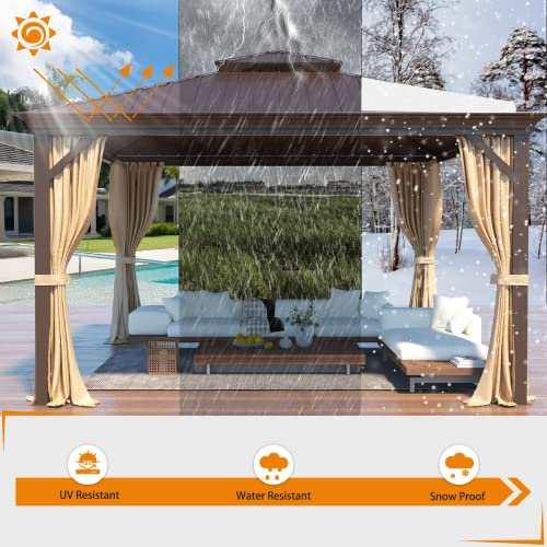 EROMMY 14'x20' Hardtop Gazebo Double Roof Galvanized Steel Outdoor Pavilion G3084