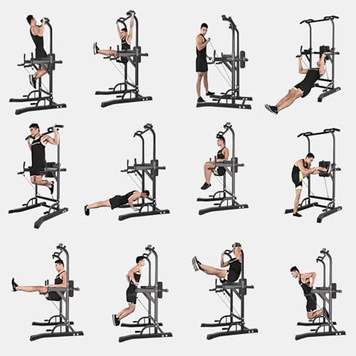 Power Tower Pull Up Bar for Home Gym, Adjustable Height Dip Station S18236