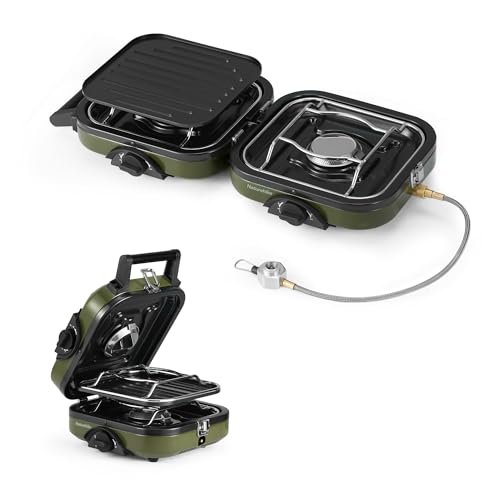 Naturehike 2 Burner Folding Camping Stove with Griddle, Portable Gas Stove P317