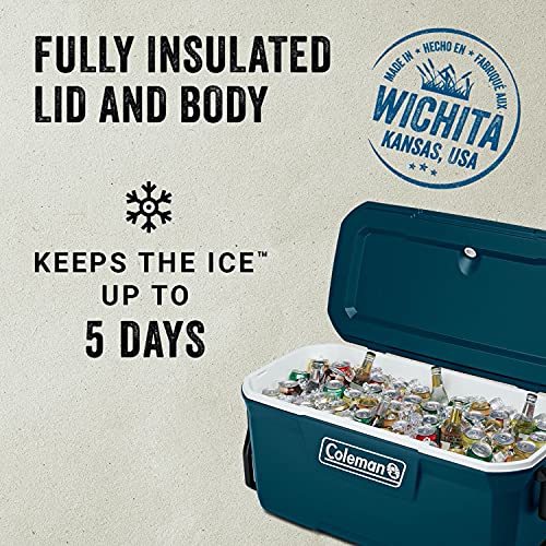 Coleman Classic Series Insulated Rolling Cooler, 65-Quart, Leak-Resistant F832
