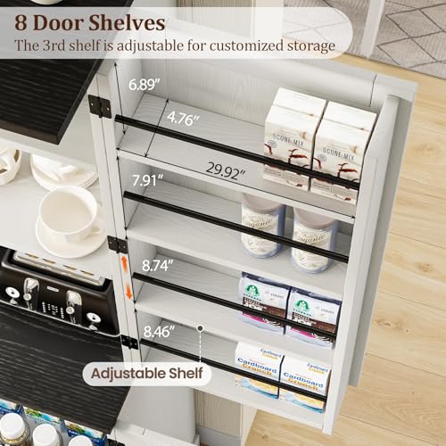 72" Farmhouse Pantry Storage Cabinet with 8 Shelves & 3 Pull-Out Racks, White X1990