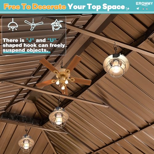 EROMMY 14'x20' Hardtop Gazebo Double Roof Galvanized Steel Outdoor Pavilion G3084