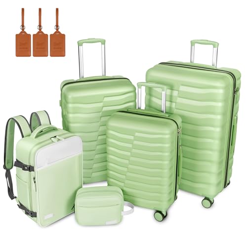 Lightweight 3-Piece Hardshell Luggage Set with Spinner Wheels & TSA Lock, Light Avocado Green B502471
