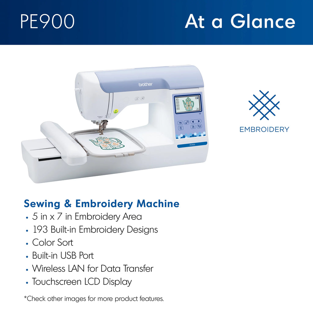 Brother PE900 Embroidery Machine with Wireless Connectivity Z2924