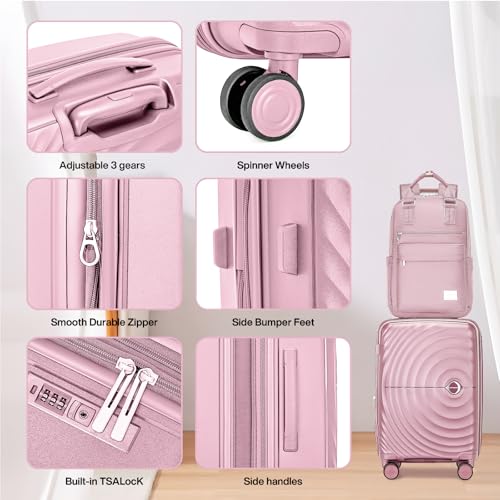 LARVENDER Luggage Sets 3 Piece, 20in Carry On PP Hardshell Suitcase with Spinner Wheels Q3160