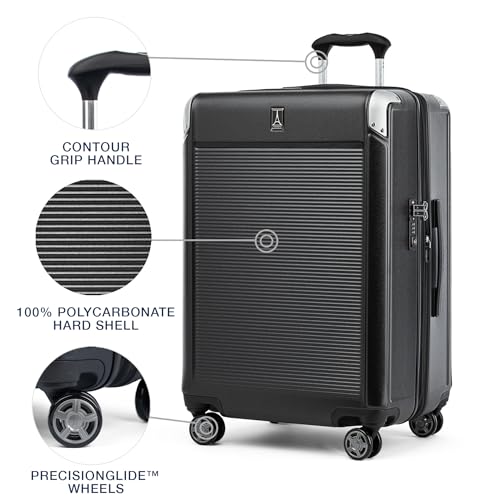 Travelpro Platinum Elite Hardside Expandable Carry-On Luggage, 8 Wheel Spinner, TSA Lock, 20-Inch X826544