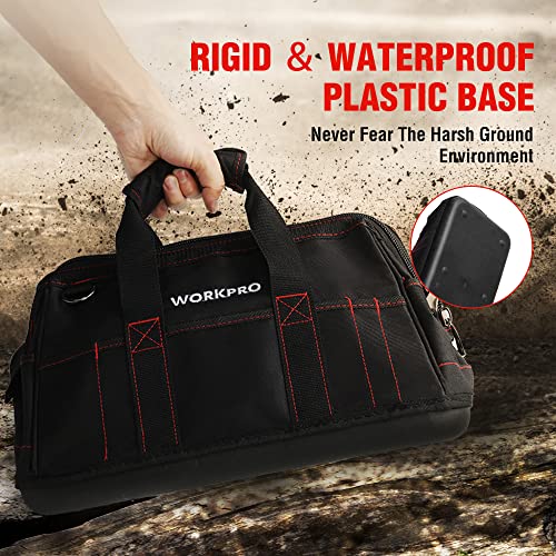 WORKPRO 16-inch Wide Mouth Tool Storage Bag with Waterproof Rubber Base L2617