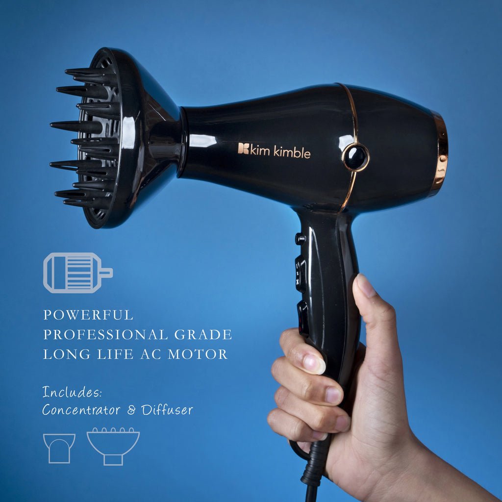 Kim Kimble Celebrity Series Ultra-Light 1875W Pro Hair Dryer, Black & Rose Gold T8431