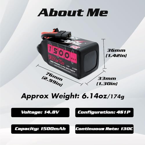 CNHL 1500mAh 130C 4S Lipo Battery with XT60 Plug for FPV Drone Racing G868