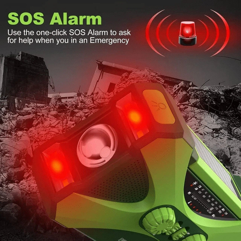 VUOHOEG Emergency Weather Radio, AM FM NOAA Hand Crank, Solar Powered with Flashlight G8078