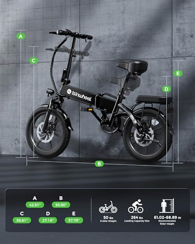 isinwheel U1 Folding Electric Bike, 500W Motor, 20 mph, Black O499